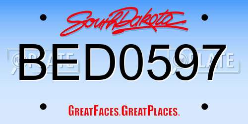 BED0597 South Dakota License Plate