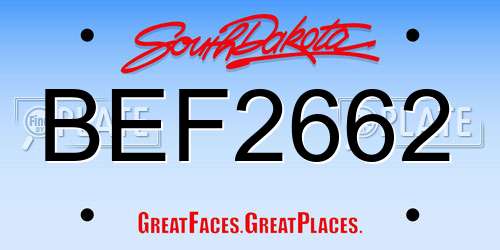 BEF2662 South Dakota License Plate
