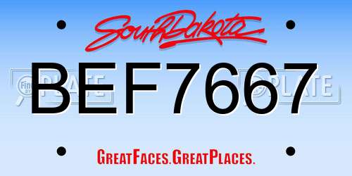 BEF7667 South Dakota License Plate