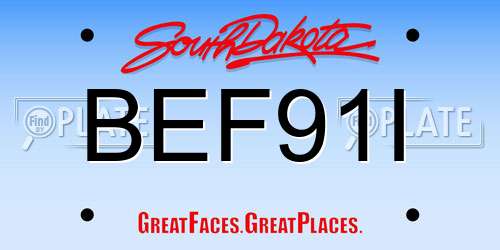 BEF91I South Dakota License Plate
