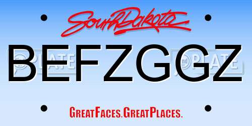 BEFZGGZ South Dakota License Plate