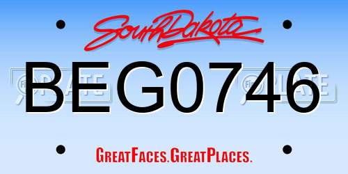 BEG0746 South Dakota License Plate
