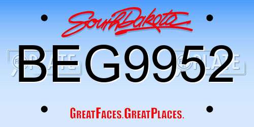 BEG9952 South Dakota License Plate