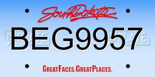 BEG9957 South Dakota License Plate