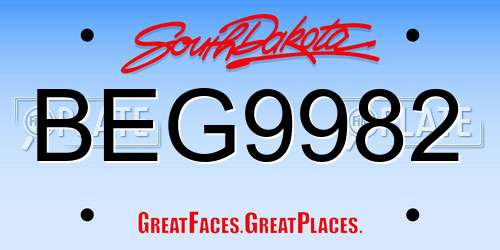 BEG9982 South Dakota License Plate