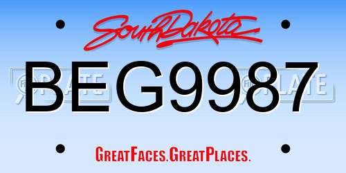 BEG9987 South Dakota License Plate