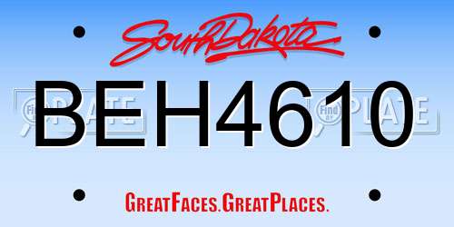 BEH4610 South Dakota License Plate
