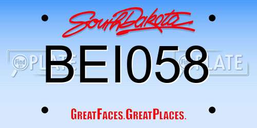BEI058 South Dakota License Plate