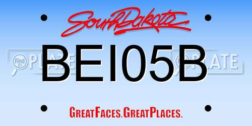 BEI05B South Dakota License Plate