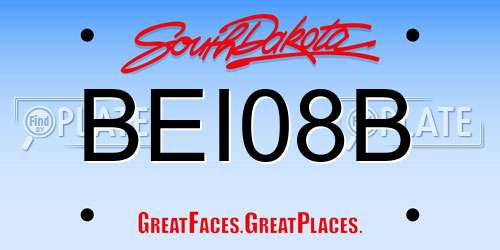 BEI08B South Dakota License Plate