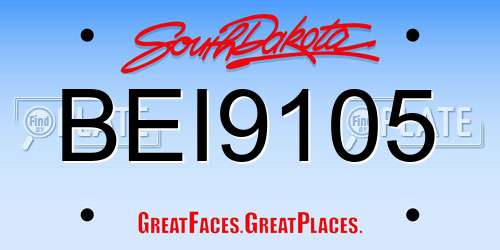 BEI9105 South Dakota License Plate