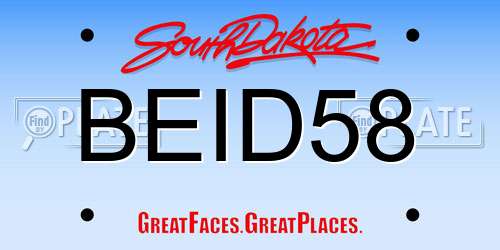 BEID58 South Dakota License Plate