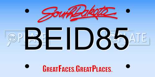 BEID85 South Dakota License Plate