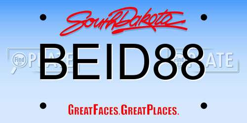 BEID88 South Dakota License Plate