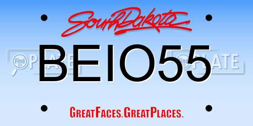 BEIO55 South Dakota License Plate
