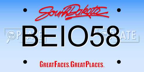 BEIO58 South Dakota License Plate