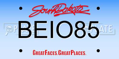 BEIO85 South Dakota License Plate