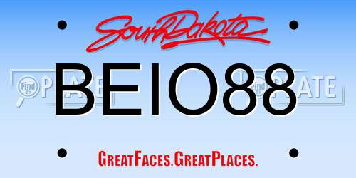 BEIO88 South Dakota License Plate