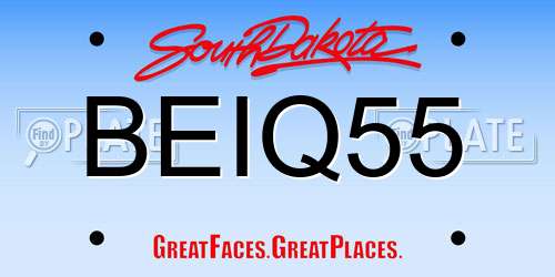 BEIQ55 South Dakota License Plate
