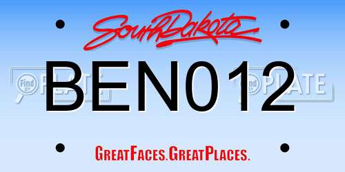 BEN012 South Dakota License Plate