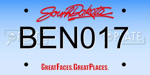 BEN017 South Dakota License Plate