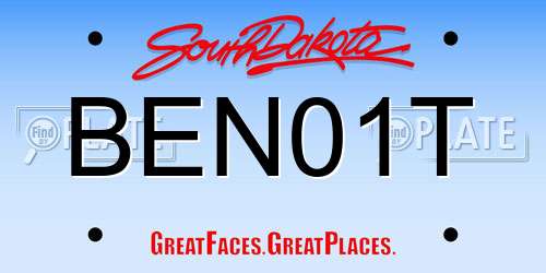 BEN01T South Dakota License Plate