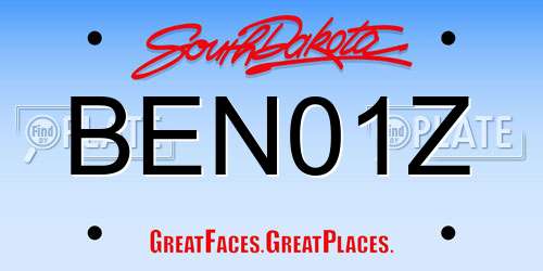 BEN01Z South Dakota License Plate