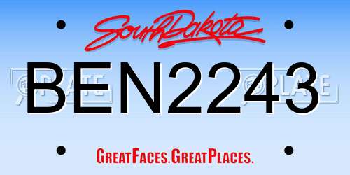 BEN2243 South Dakota License Plate