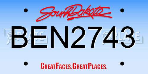 BEN2743 South Dakota License Plate