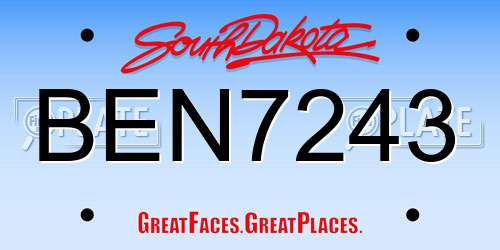 BEN7243 South Dakota License Plate