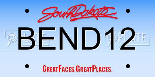 BEND12 South Dakota License Plate