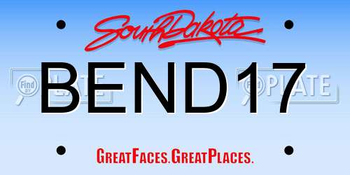 BEND17 South Dakota License Plate