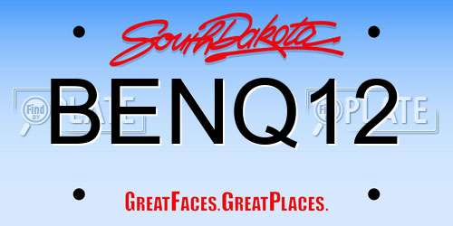 BENQ12 South Dakota License Plate