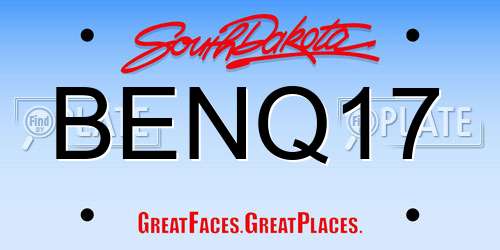 BENQ17 South Dakota License Plate