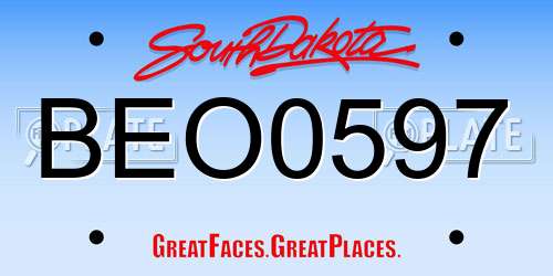 BEO0597 South Dakota License Plate