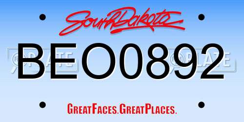 BEO0892 South Dakota License Plate