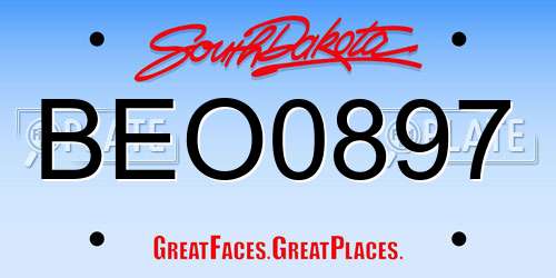 BEO0897 South Dakota License Plate