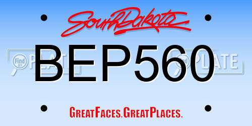 BEP560 South Dakota License Plate