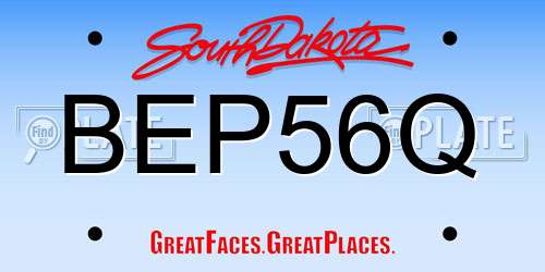 BEP56Q South Dakota License Plate