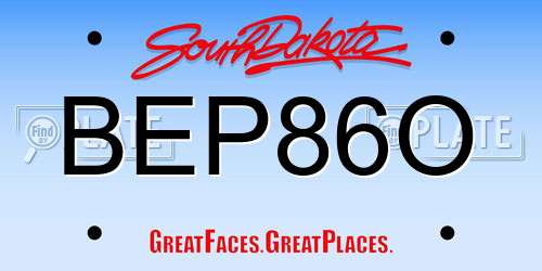 BEP86O South Dakota License Plate