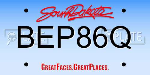 BEP86Q South Dakota License Plate