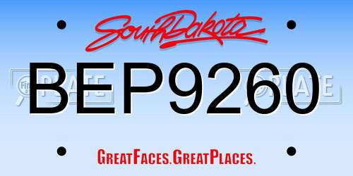 BEP9260 South Dakota License Plate