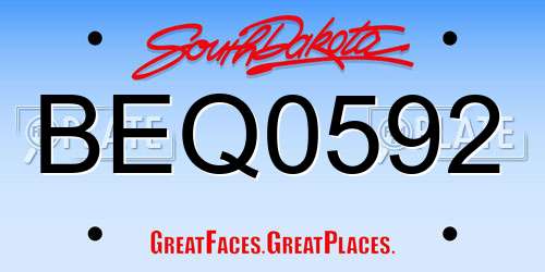 BEQ0592 South Dakota License Plate