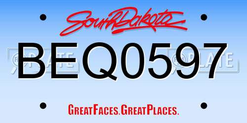 BEQ0597 South Dakota License Plate