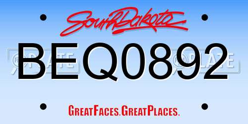 BEQ0892 South Dakota License Plate