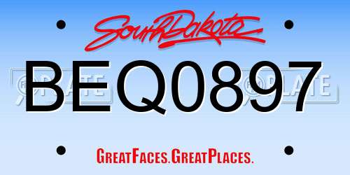 BEQ0897 South Dakota License Plate