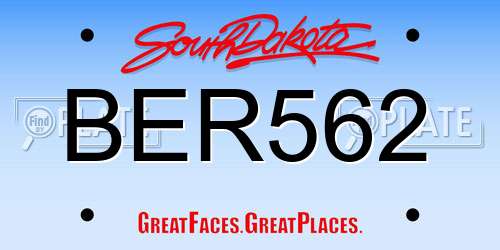 BER562 South Dakota License Plate