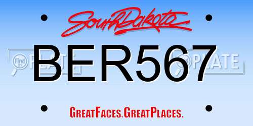 BER567 South Dakota License Plate