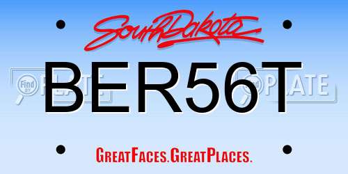 BER56T South Dakota License Plate