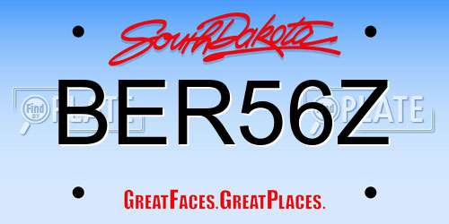 BER56Z South Dakota License Plate